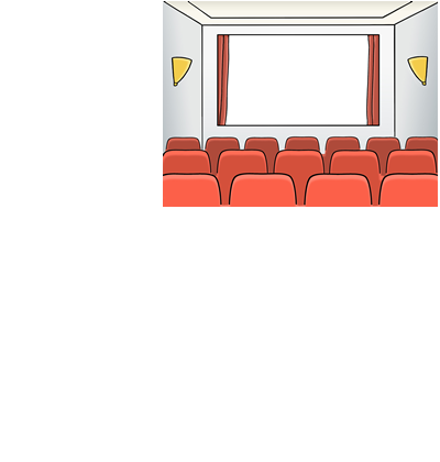 In einem Kinosaal sieht man eine Leinwand und rote Sessel.