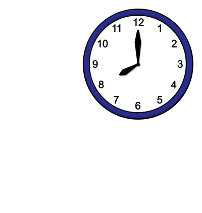Eine Uhr zeigt 8.00 Uhr.  