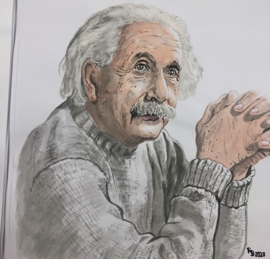 Ein Protrait von Albert Einstein, gefertigt von Richard Bauer