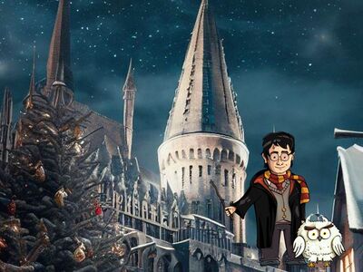 Die verschneite Hogwarts-Schule für Hexerei und Zauberei.