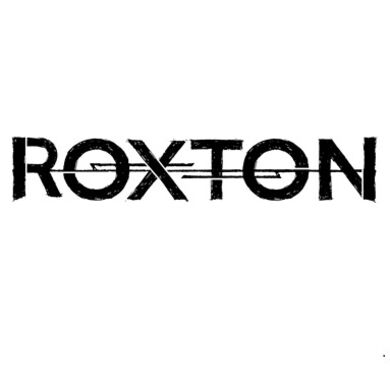 Roxton, Forum Altoetting, Abriss, Vorband Ragetrack, Bild Band Logo der Band Roxton in schwarz-weiß.
