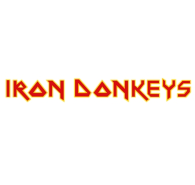 Das Logo einer Band mit roter Schrift.