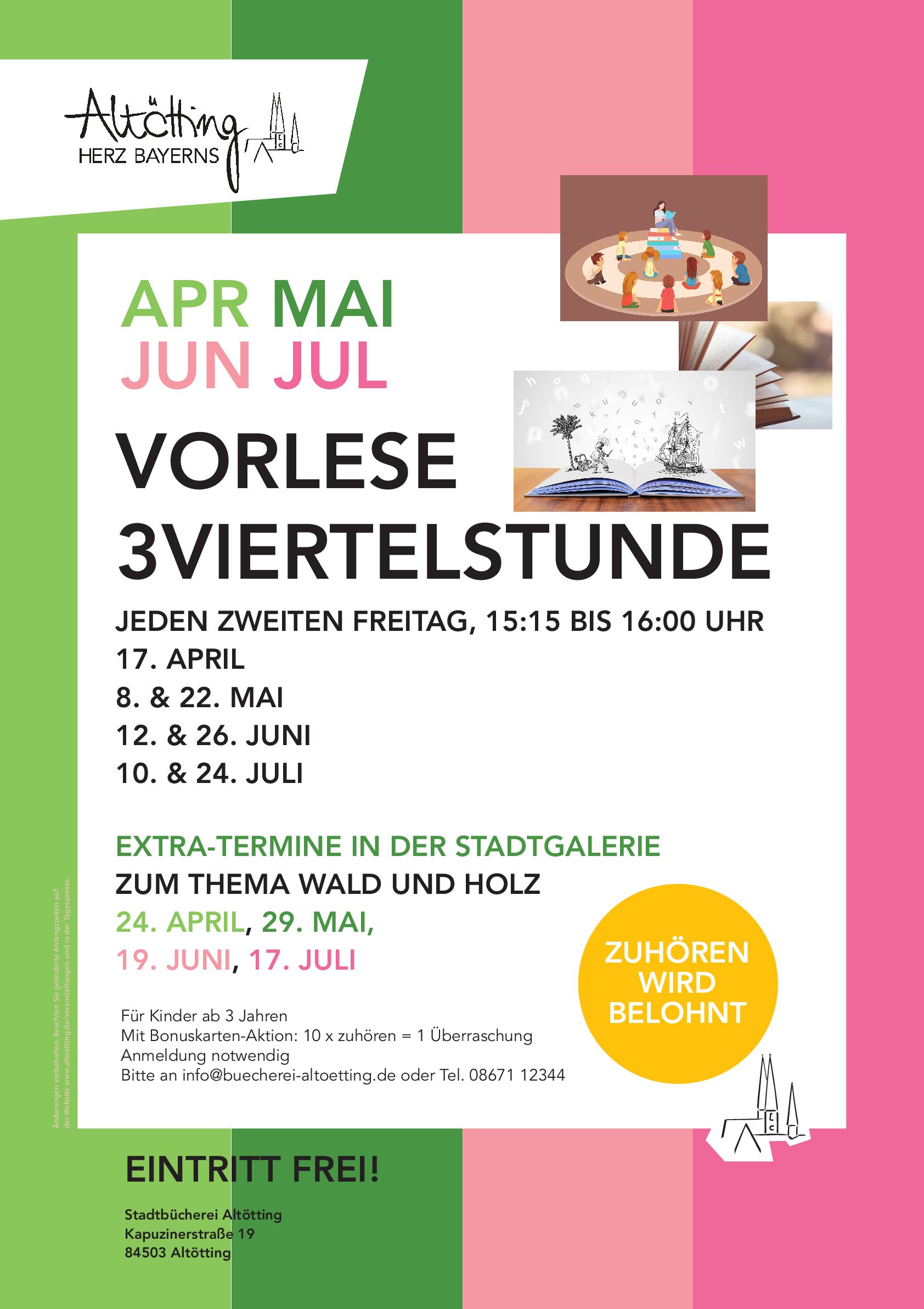 Plakat Vorlese3viertelstunde Stadtbücherei Altötting