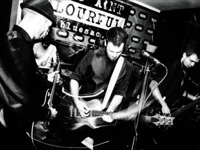 Volbeat, Rebel Monster, Blues aint colorful, Forum Altötting, Bild Band Vier Musiker auf der Bühne.