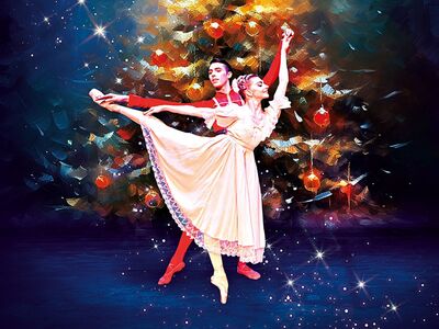 Classico Ballet Napoli, Nussknacker, Forum Altötting, Bild PTF Zwei Balett Tänzer auf der Bühne.