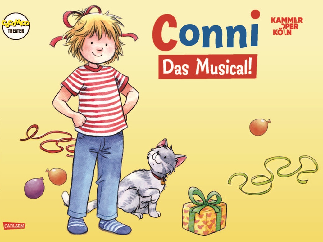 Connie, Das Musical, Cocomico, Kammeroper Köln, Poster Ein kleines Mädchen steht neben einer Katze.
