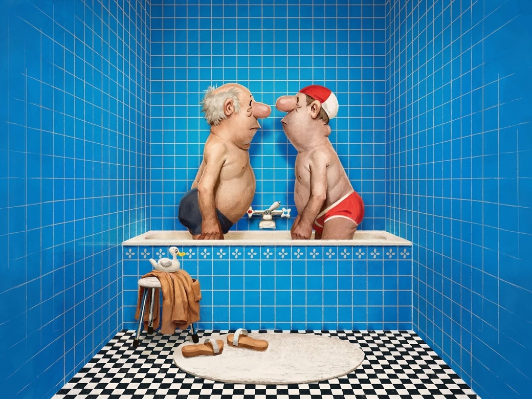 Loriot, Die Ente bleibt draußen, Forum, Altoetting, Bild Facebook Wolff Concerts Zwei Männer in der Badewanne.