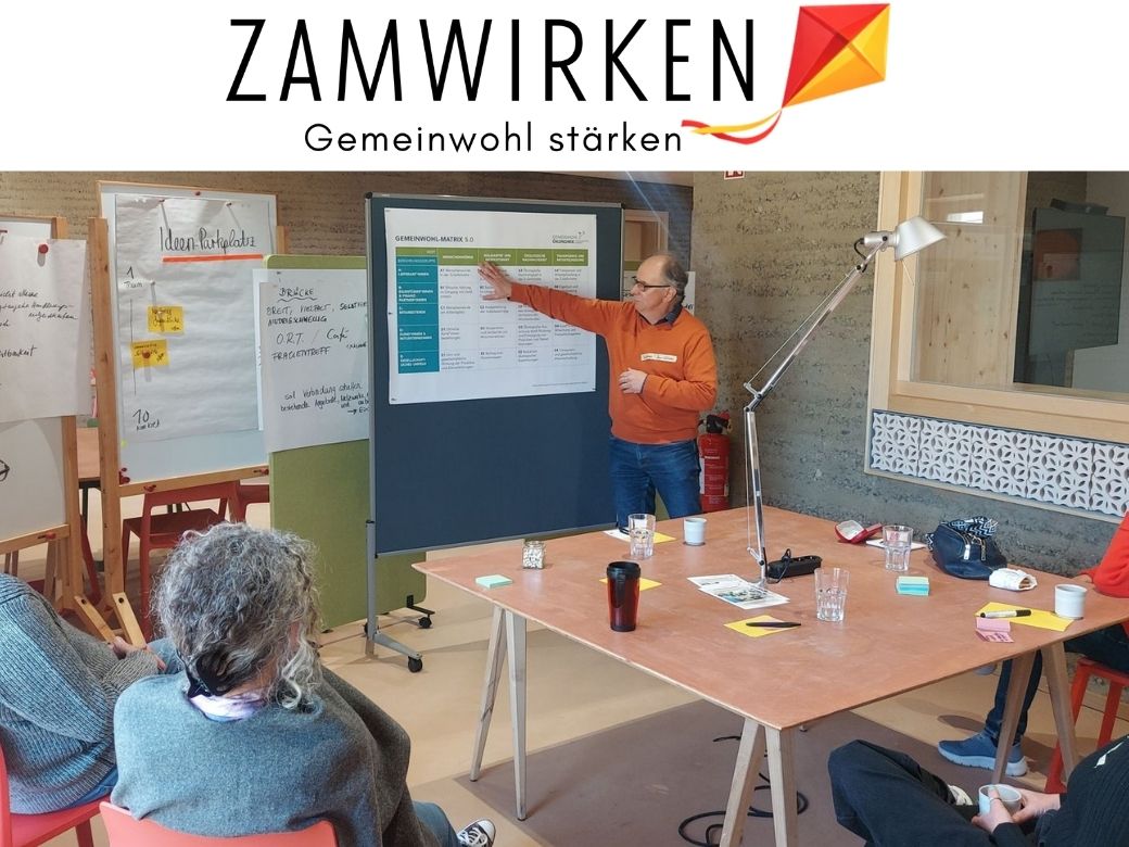 ZamTalk, ZamWirken e. V., KULTUR+KONGRESS FORUM ALTÖTTING, Foto: Veranstalter Referenten Werner Furtner präsentiert vor einer Pinnwand.