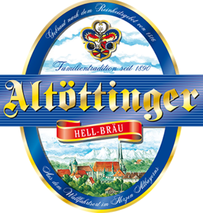 Altöttinger Hell Bräu Logo, Foto Hell Bräu Hier sehen Sie das Logo vom Altöttinger Hell Bräu