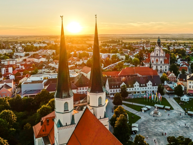 Stadt Altötting, Luftaufnahme, Foto Klaus Vierlinger