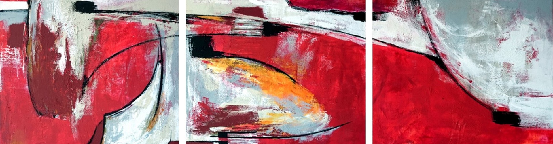 Dreiteiliges Gemälde von Astrid Haas.