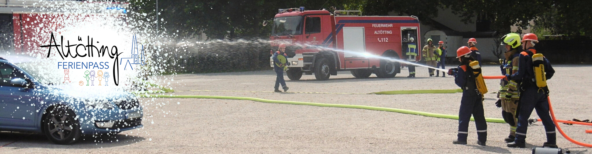 Stadt Altötting, Ferienpass Banner Website, Ferienprogramm Feuerwehr 