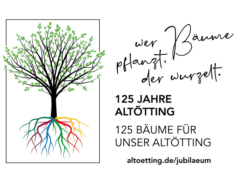 Stadt Altötting, Logo Baumpatenschaft, 125 Bäume für Altötting