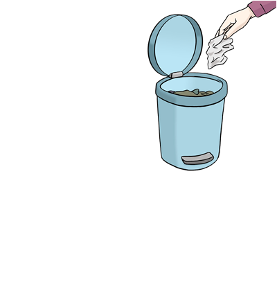 Müll, Abfall, Altötting, Leichte Sprache, Foto Lebenshilfe für Menschen mit geistiger Behinderung Bremen e.V., Illustrator Stefan Albers, Atelier Fleetinsel, 2013 Eine Frau wirft etwas in einen Mülleimer.