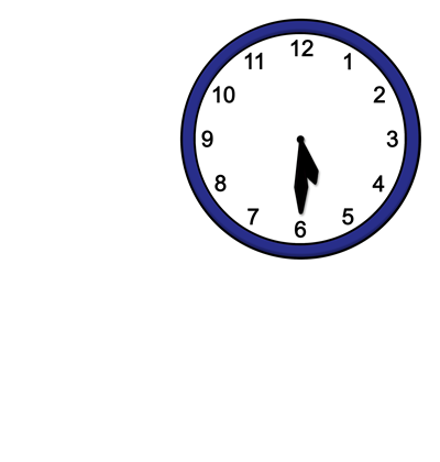 Eine Uhr zeigt die Zeit 5.30 Uhr.
