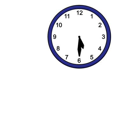 Uhr, Uhrzeit, 5.30 Uhr, Altötting, Leichte Sprache, Foto Lebenshilfe für Menschen mit geistiger Behinderung Bremen e.V., Illustrator Stefan Albers, Atelier Fleetinsel, 2013 Eine Uhr zeigt die Zeit 5.30 Uhr.