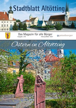 Hier sehen Sie die Titelseite des Altöttinger Stadtblatts, Ausgabe 278 für Februar 2021.