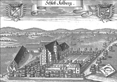 Alte Stadtansicht auf das Kolbergschloss