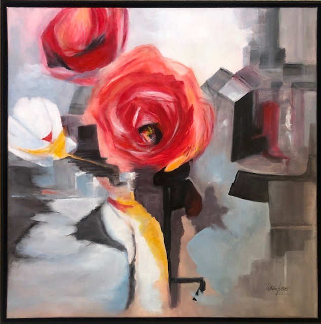 Hier sehen Sie ein Acrylbild von Katalin Harrer im zwei Roten Rosen 