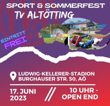 Hier sehen Sie das Plakat vom Sport- und Sommerfest des TVA Altötting 