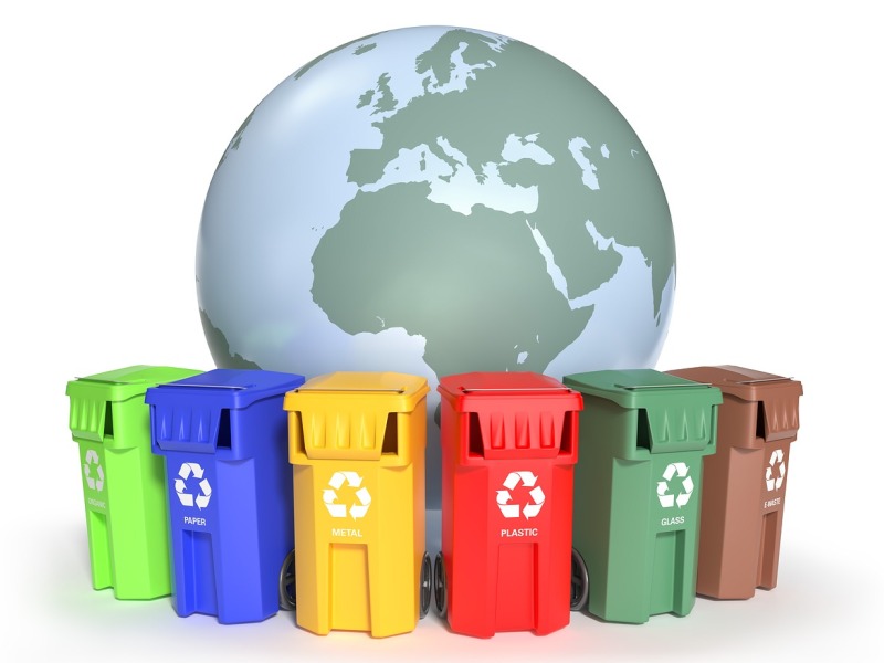 Hier sehen Sie verschiedene Tonnen Vir einer Weltkugel 