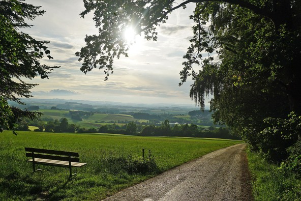 Die Landschaft bei Pilgersham auf dem Marienweg in Richtung Altötting.