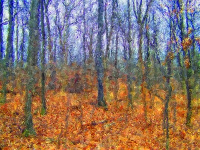 Acrylbild Wald und Laub