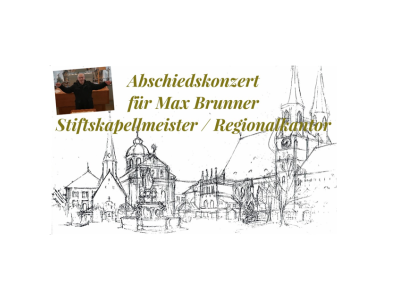 Zeichnung der Stiftskirche und der Gnadenkapelle mit Bild von Max Brunner.